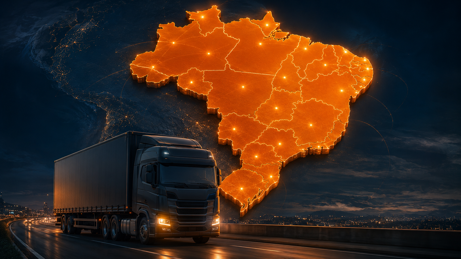 Mapa do Brasil com cobertura de rotas